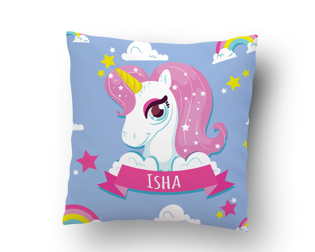 Unicorn cushion for kids, personalized
