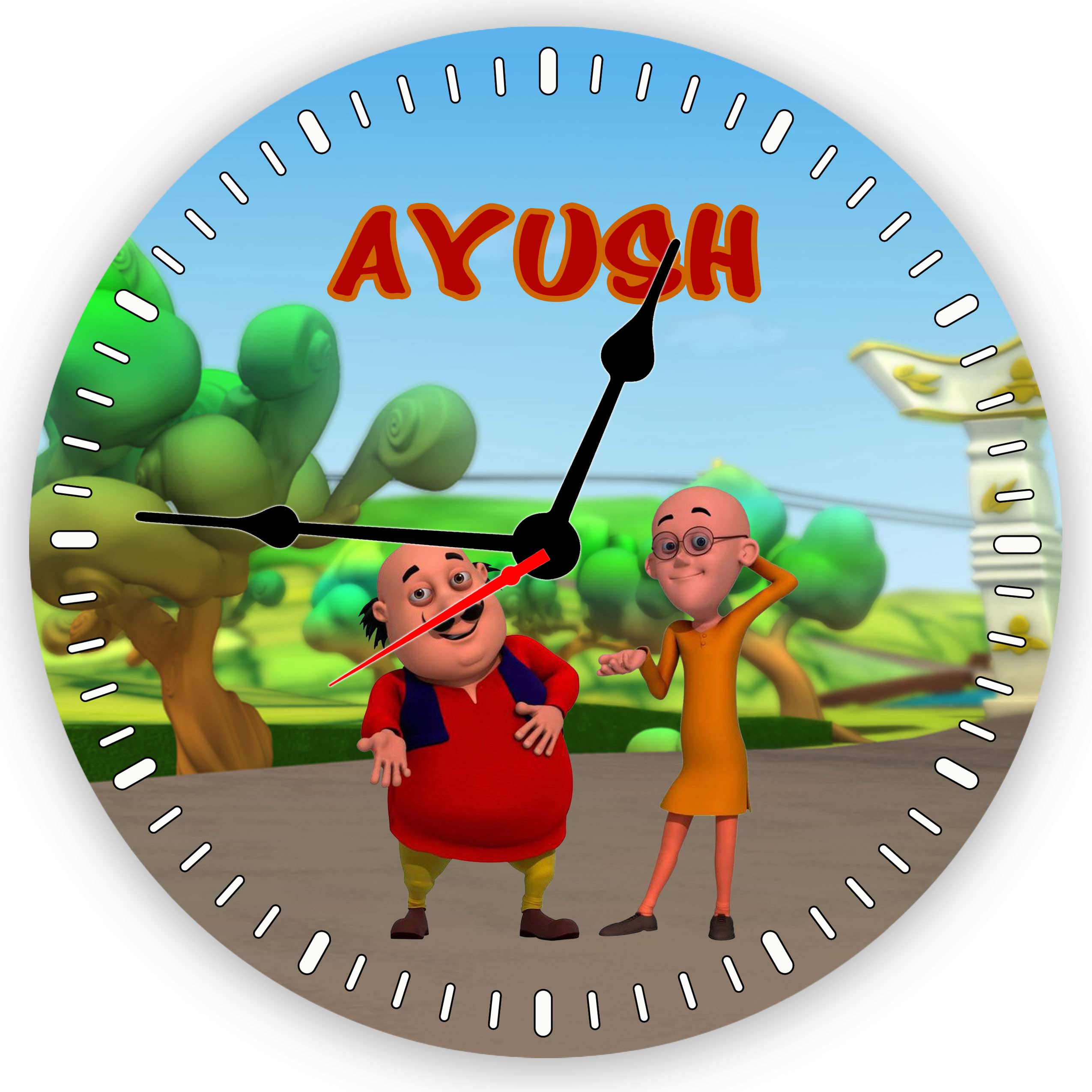 Clock – Motu Patlu – Personalize with Name – Mom's Charm