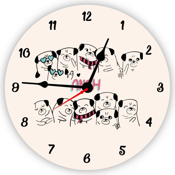 Clock - Pug - Personalize with Name