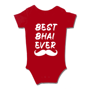 Best Bhai Ever Moustache Romper - Red