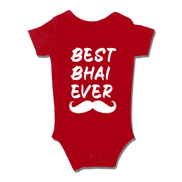 Best Bhai Ever Moustache Romper - Red