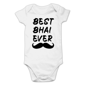 Best Bhai Ever Moustache Romper - White