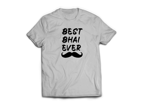 Best Bhai Ever Moustache Tshirt - Grey