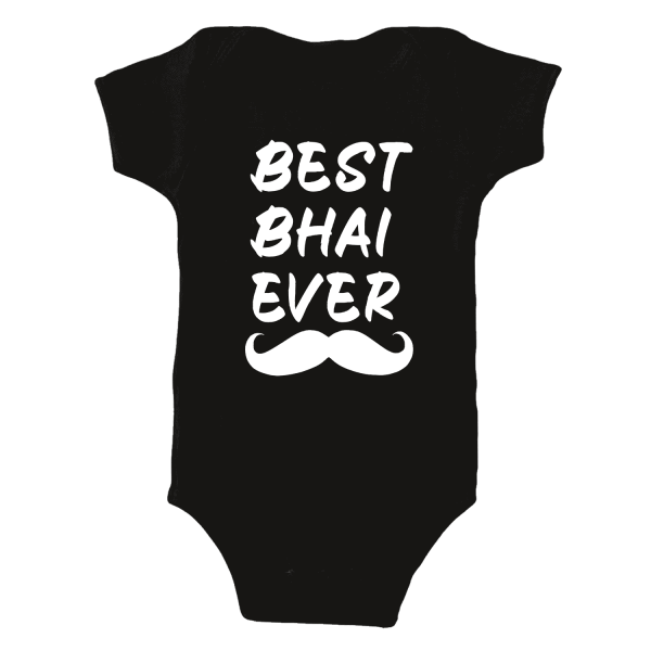 Best Bhai Ever Moustache Romper - Black