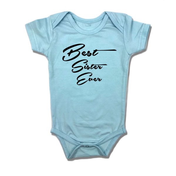 Best Sister Ever Romper - Light Blue