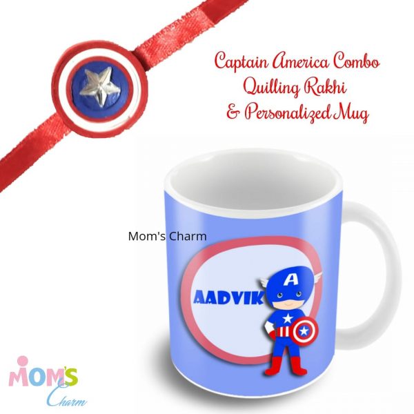 Personalized Mug Rakhi Theme Combo - Captain America