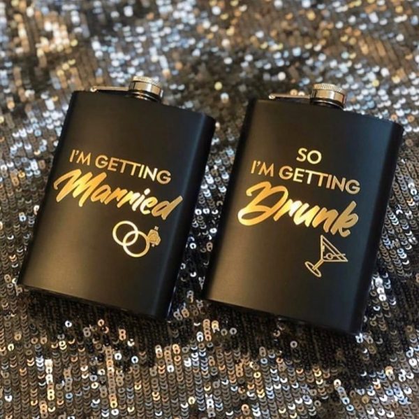 Married + Drunk - Combo of 2 - Black Hip Flask
