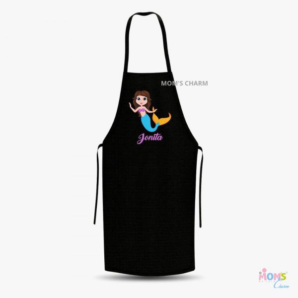 Mermaid Apron - Black Color - Custom Name / Design