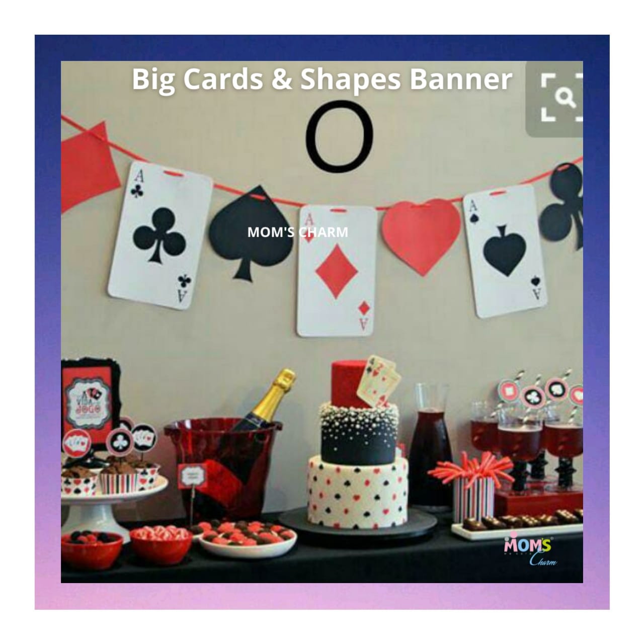Poker Cards Party Big Card & Shapes Banner Mom’s Charm