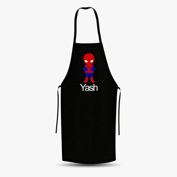 Spiderman Apron - Black Color - Custom Name / Design