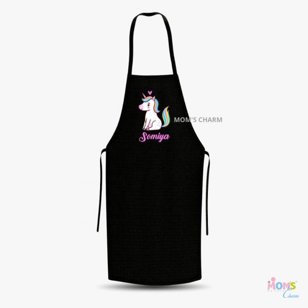 Unicorn Apron - Black Color - Custom Name / Design