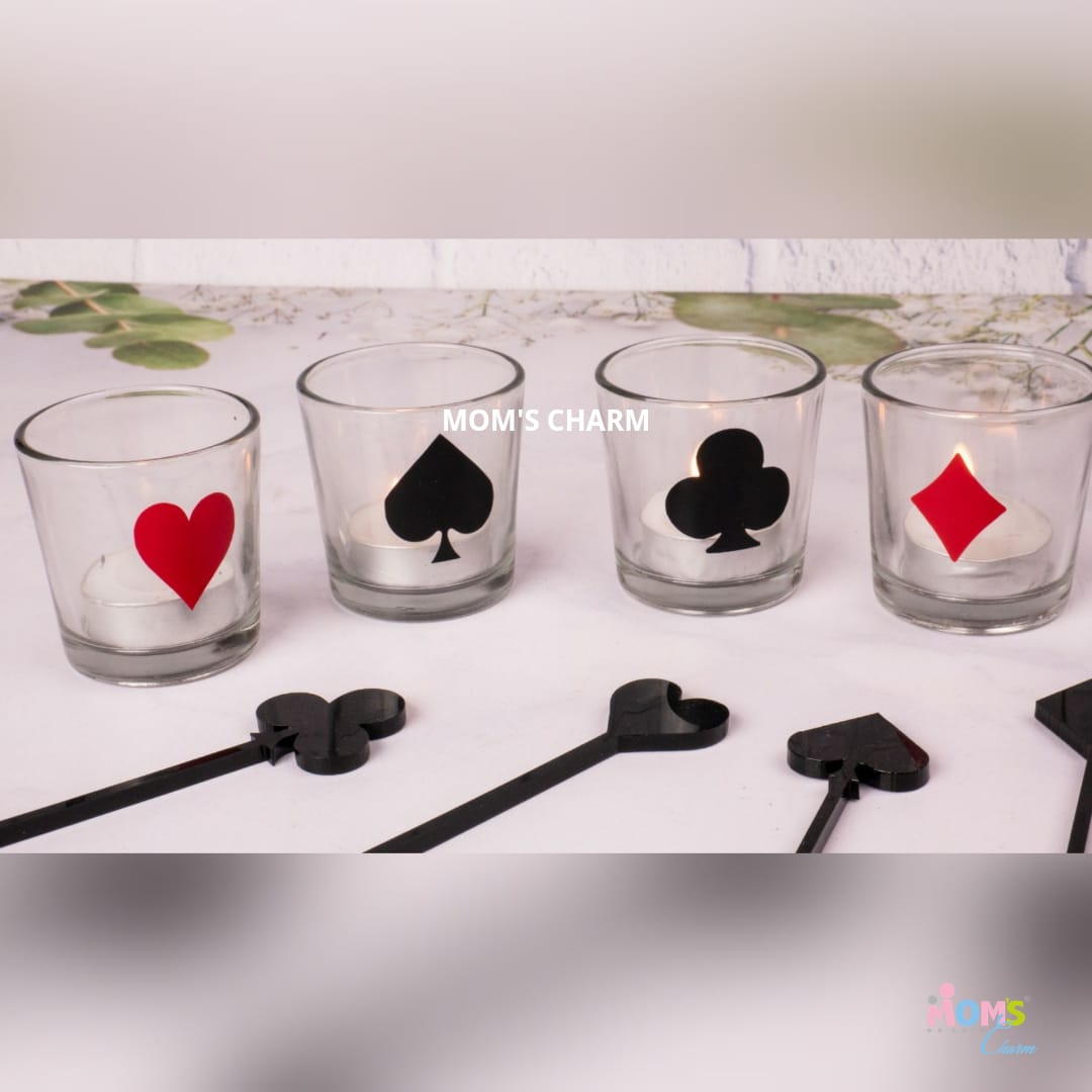 Diwali Tealight Glasses+ Stirrer Set