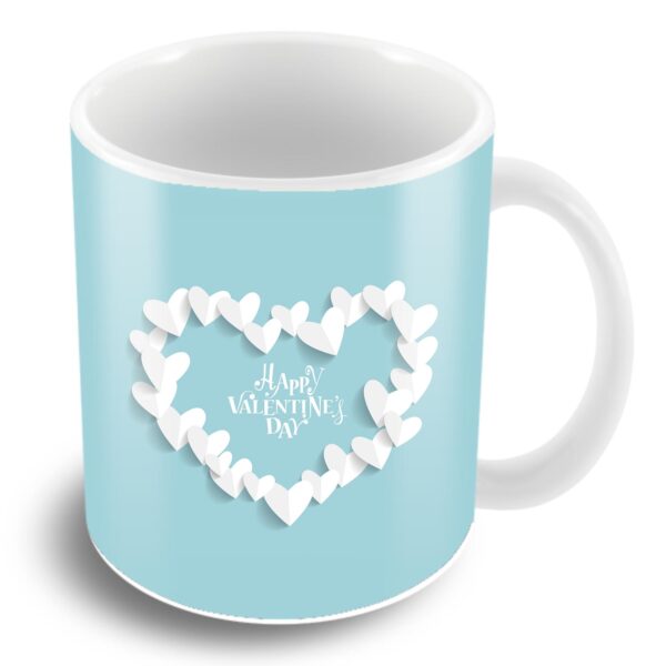 Happy Valentine's Day - Blue Hearts Mug - Personalize with Name