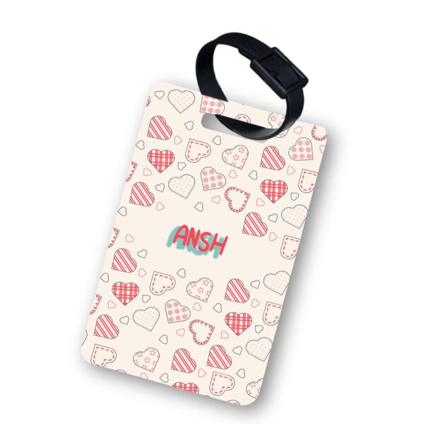 Happy Valentine's Day Hearts - Luggage Tag - Personalize with Name