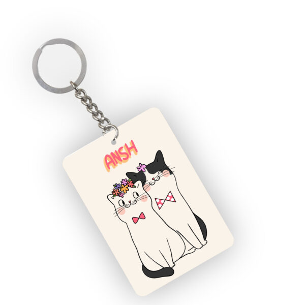 Happy Valentine's Day - Kitty Love - Keychain - Personalize with Name