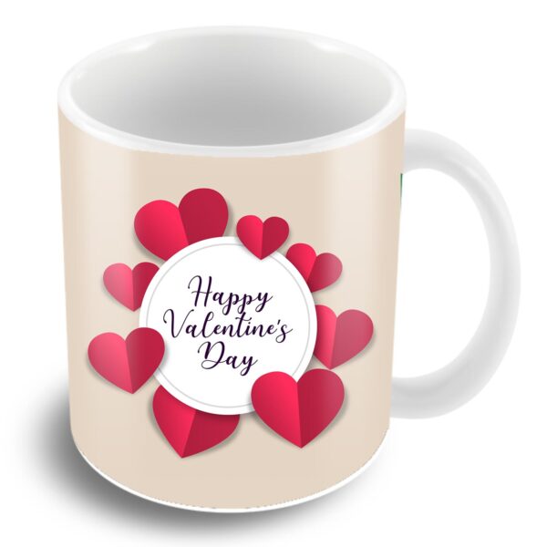 Happy Valentine's Day - Red Hearts Mug - Personalize with Name