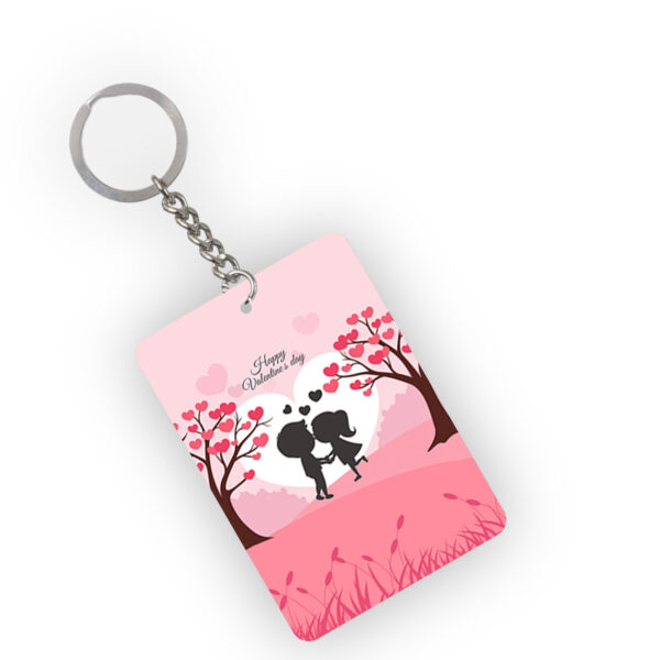 Happy Valentine's Day - Tree with Hearts - Keychain - Personalize with Name