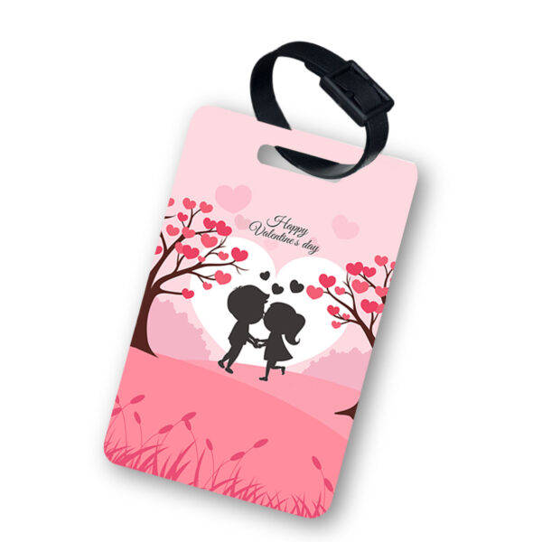 Happy Valentine's Day - Tree with Hearts - Luggage Tag - Personalize with Name