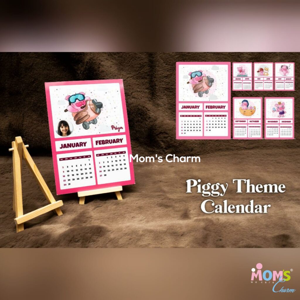 Piggy Theme Calendar Personalize With Name Picture Moms Charm
