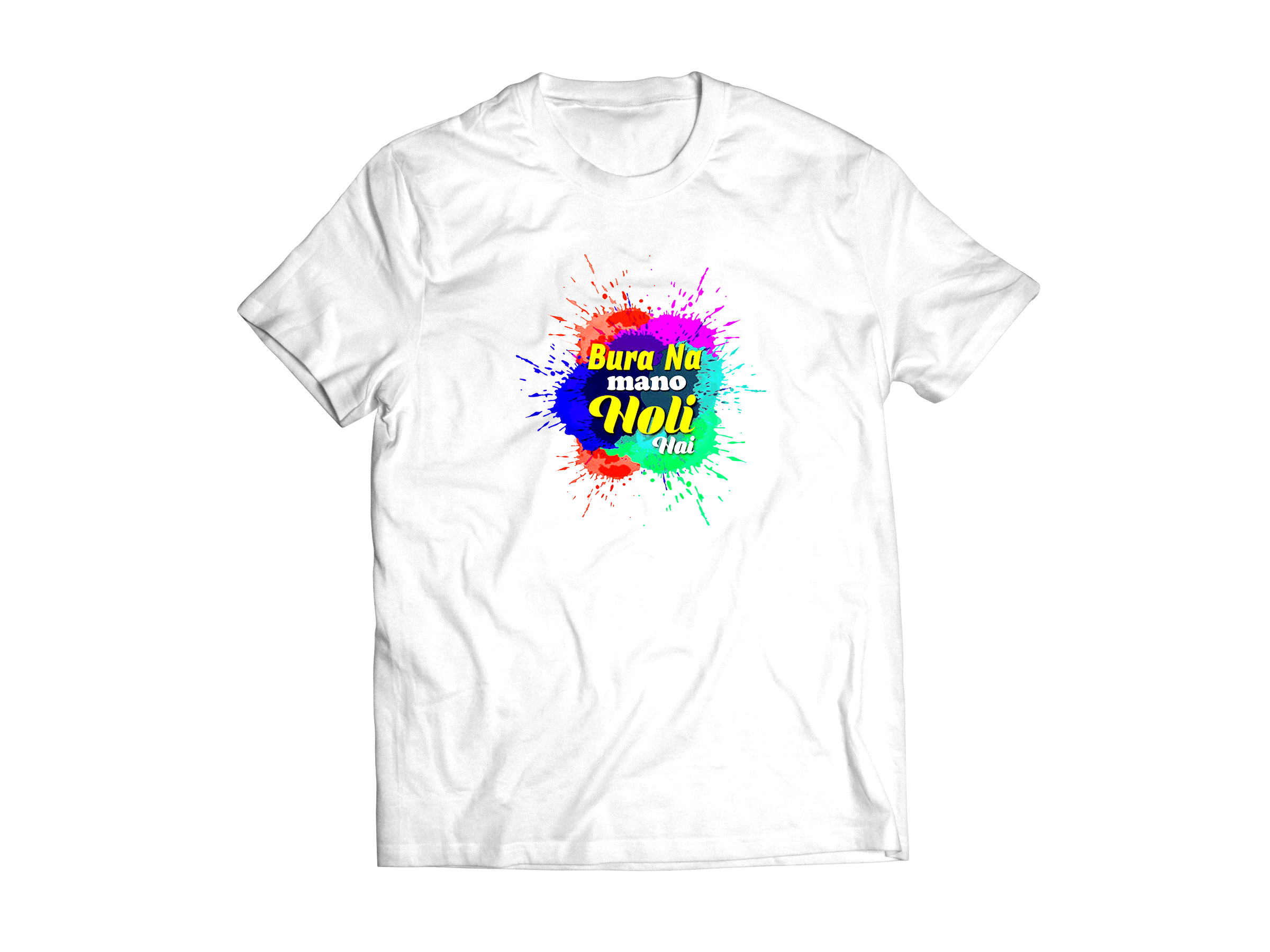 Custom Name Holi T-shirt || Personalize With Name / Logo || Design: Bura Na Mano Holi Hai Multi