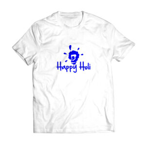 Custom Name Holi T-shirt || Personalize With Name / Logo || Design: Happy Holi Blue Bulb
