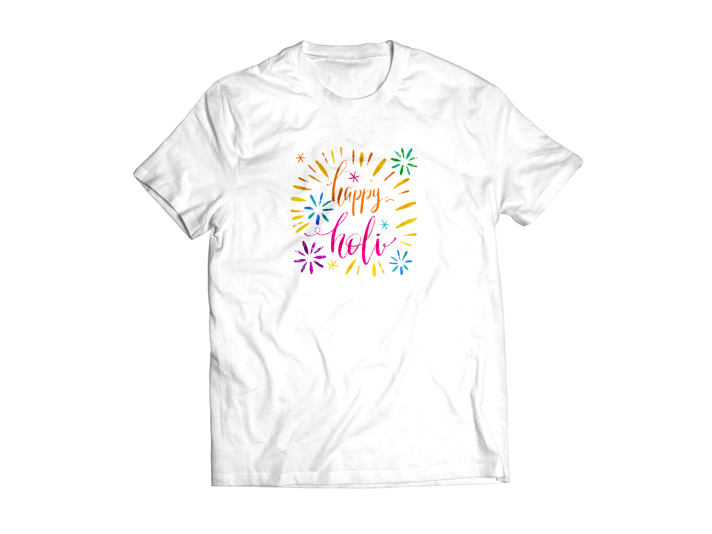 Custom Name Holi T-shirt || Personalize With Name / Logo || Design: Happy Holi Flowers