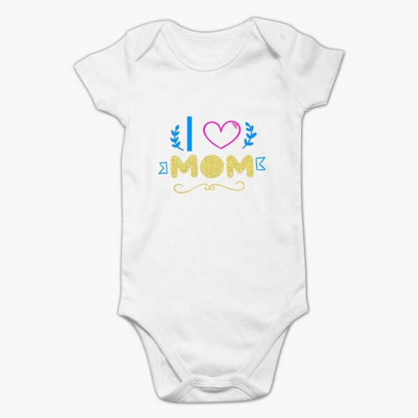 I Love Mom - Glitter Cotton Romper - Personalize with Name