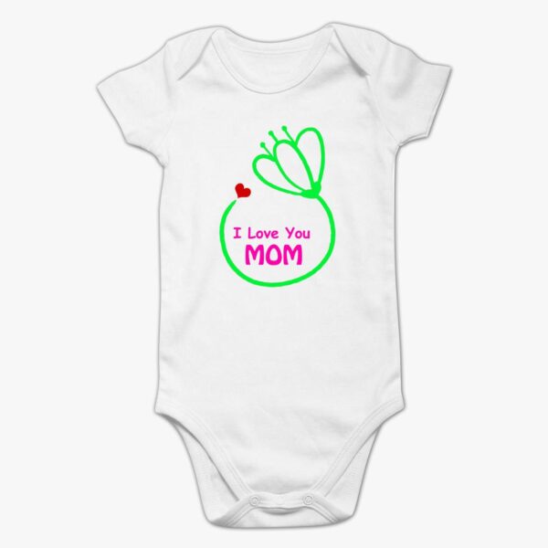 I Love You Mom - Flower Cotton Romper - Personalize with Name