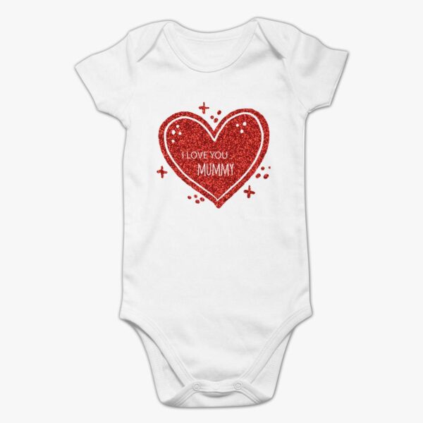 I Love You Mom - Glitter Cotton Romper - Personalize with Name