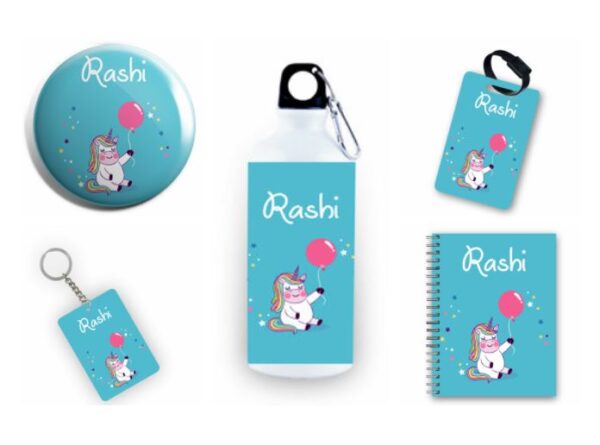 Blue Unicorn Gift Combo Hamper - Personalize with Name