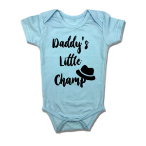 Daddy's Little Champ - Cotton Baby Romper - Personalize with Name - Blue