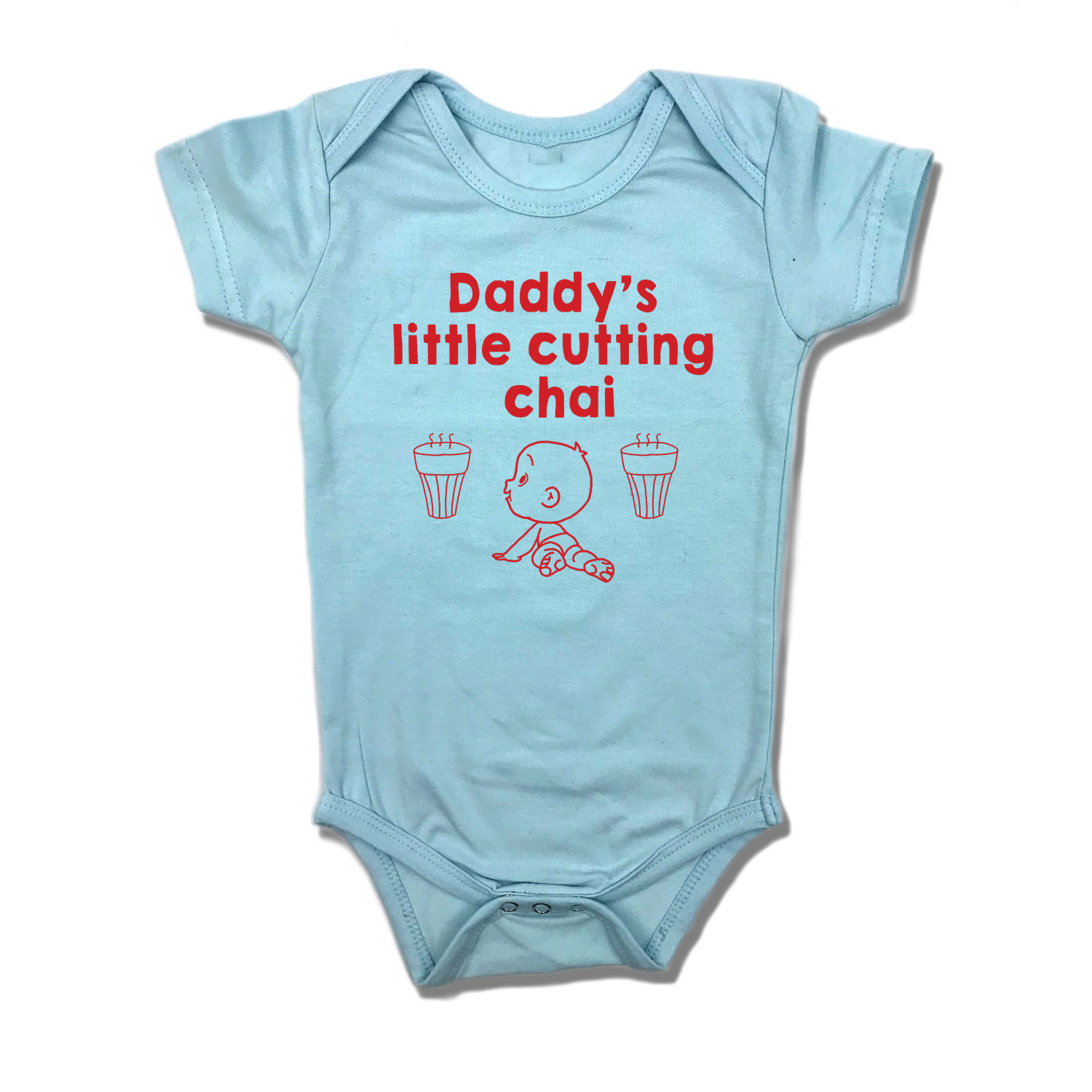 Daddy's Little Cutting Chai - Cotton Baby Romper - Personalize with Name - Blue