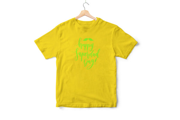 Happy Superdad Day - Cotton T-shirt - Yellow - Personalize with Name