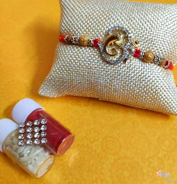 Om Ganesha Designer Rakhi - American Diamond