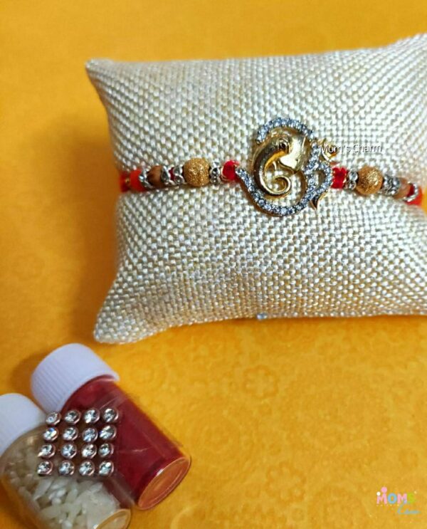Om Ganesha Designer Rakhi - American Diamond - Image 2