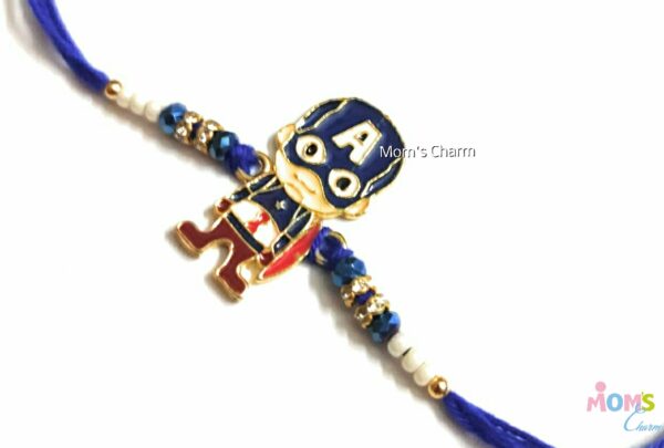 Captain America Metal Designer Rakhi + Roli Chawal - Image 3