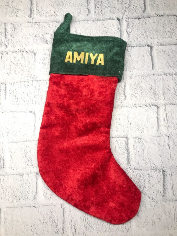 Velvet X-Mas Stocking - Personalize with Name - Image 2