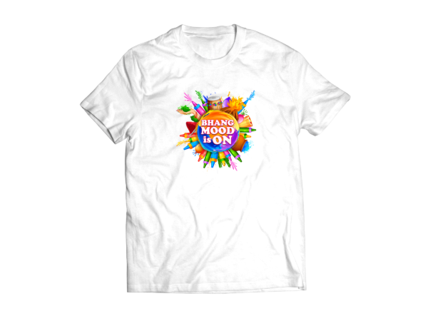 Custom Name Holi T-shirt || Personalize With Name / Logo || Design: Bhang Mood Is On