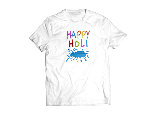 Custom Name Holi T-shirt || Personalize With Name / Logo || Design: Happy Holi Blue Splatter