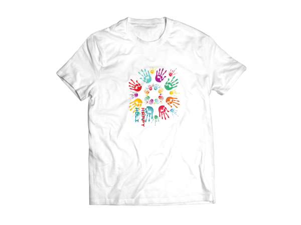 Custom Name Holi T-shirt || Personalize With Name / Logo || Design: Happy Holi Hands