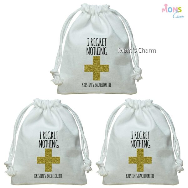 Pack of 3 - Personalize with Name - I Regret Nothing Glitter - Empty Canvas Hangover Kit