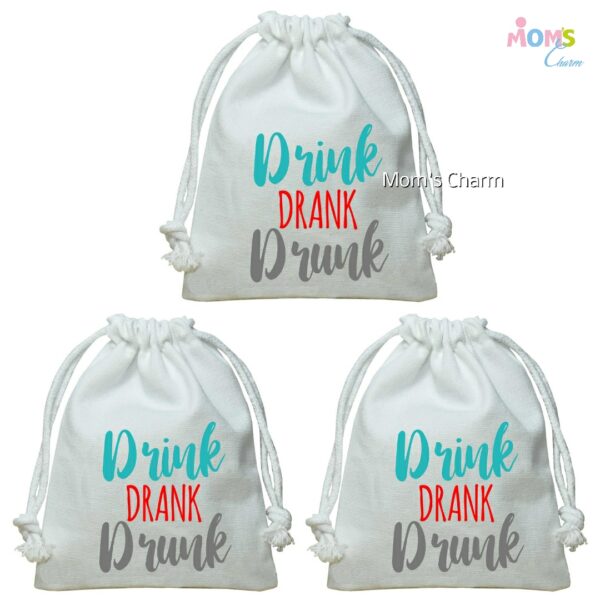 Pack of 3 - Personalize with Name - Drink Drank Drunk - Empty Canvas Hangover Kit