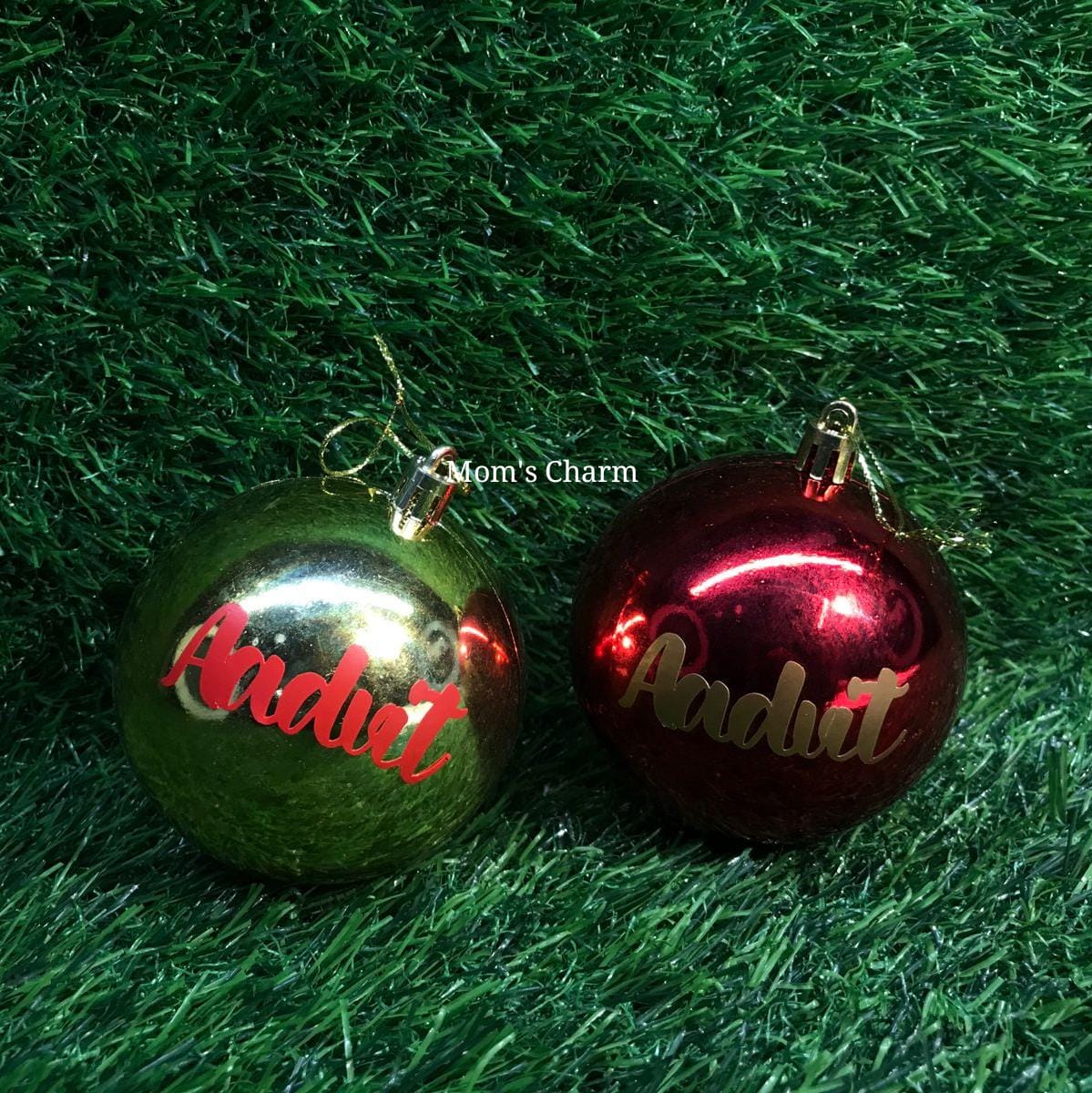 Xmas Balls - Pair of 2 - Personalize with Name - Image 2