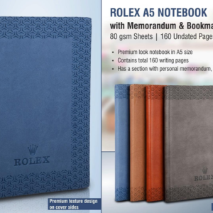 B105 –Rolex A5 notebook with memorandum & Bookmark ribbon| 80 gsm sheets | 160 undated pages (Copy) (Copy)