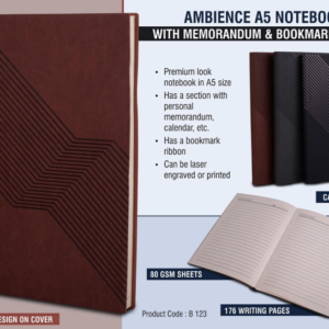 B123 –Ambience A5 notebook with memorandum & Bookmark ribbon