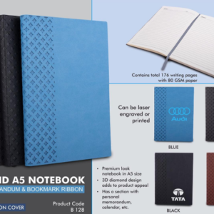 B128 –Diamond A5 notebook with memorandum & Bookmark ribbon