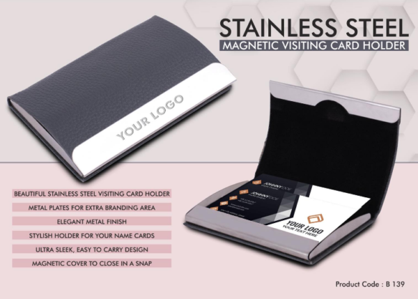 B139 –Stainless Steel Magnetic Visiting Card holder