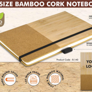 B140 – Bamboo cork notebook with Elastic Fastener
