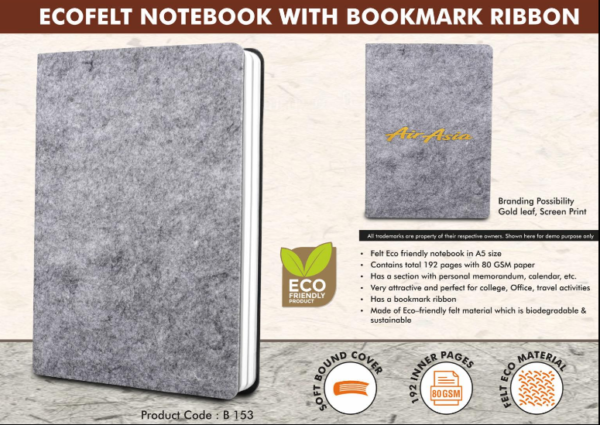B153 – EcoFelt Notebook with bookmark ribbon