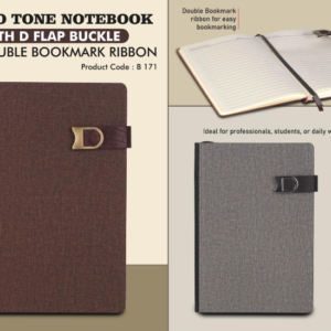 B171 – A5 Two Tone Notebook with D Flap buckle and Double Bookmark Ribbon